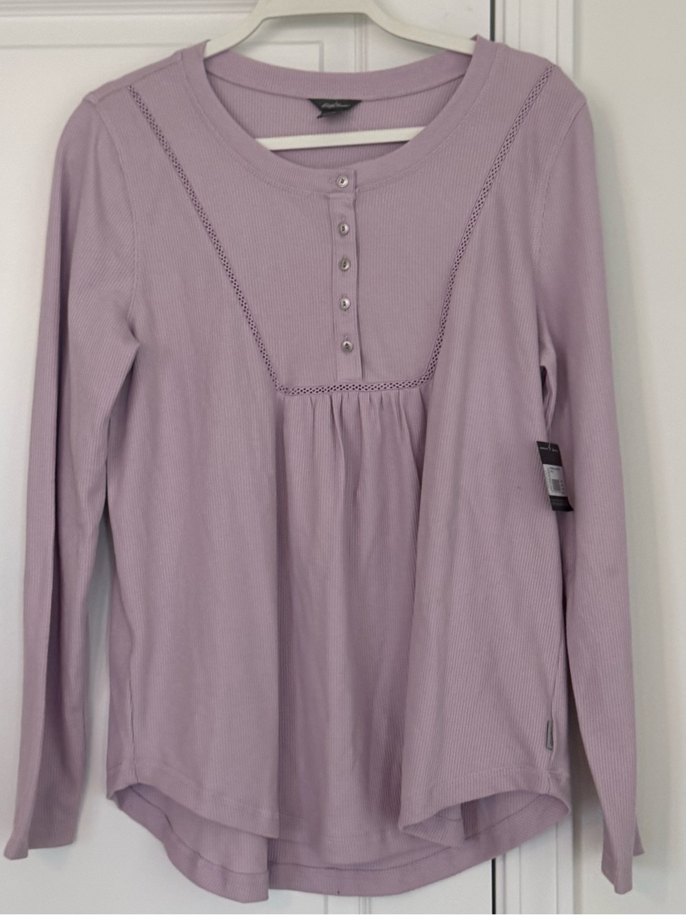 Eddie Bauer Light Purple Long-Sleeve Henley Top